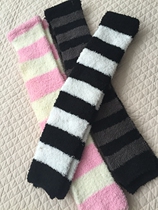 Q trade fever thickened plus velvet striped coral velvet knee pads to keep warm old cold legs winter men and women for the elderly