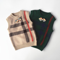 Autumn and winter new childrens cashmere sweater boys thick vest baby sweater round neck waistcoat waistcoat sweater