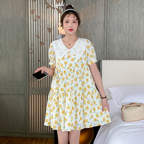 Pregnant Woman Summer Clothing Spicy Mother Doll Collar Pure Cotton One-piece Dress 2022 New Fashion Big Code Loose Medium Long a-word dress