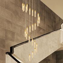 Staircase lamp Long hanging lamp duplex building Living room Large chandelierlamp modern minimalist Villa Penthouse Swivel Stairs Crystal Chandelia