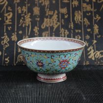 Antique Qianlong annual enamel color stalking lotus pattern bowl props bowl household rice bowl universal Jingdezhen ceramics