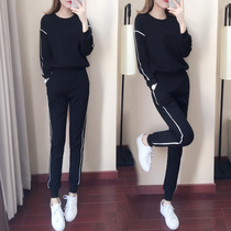 Tide brand fashion sports suit women 2020 autumn and winter New Korean skinny plus velvet sweater casual running two sets