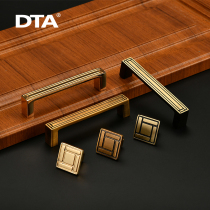 New Chinese style handle Simple cabinet Real gold antique brass cabinet door handle Classical light luxury black drawer copper handle