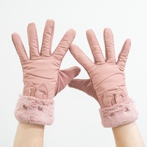 Gloves ladies winter warm plus velvet thickened cycling double-layer Korean version of wild wind and cold driving