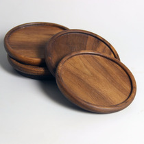 Japanese black walnut coaster solid wood tea ceremony cup holder heat insulation pad simple square log texture tea tray wooden saucer