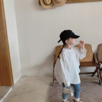 Child dolls collar lining Han version Spring and autumn new girl girl mid-length long sleeve shirt neutral loose foreign air base
