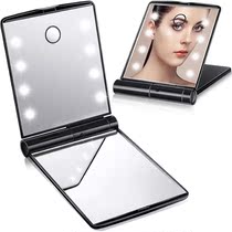 LED Makeup Mirror Girl makeup cosmetic led mirror 8 lights Pearl mirror folding mirror portable glowing mirror small mirror