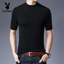 Floral Playboy cashmere sweatshirt male short sleeve fall 2021 new body sweaters undershirt Modale mens half sleeve sweater