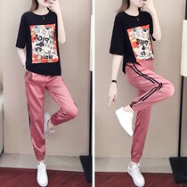 Tide brand sports suit female summer 2021 new fashion playful temperament Net red leisure goddess fan student two-piece set