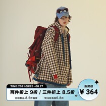  UNVESNO original winter warm plaid lambskin two-sided wear tide brand pullover jacket cotton jacket men