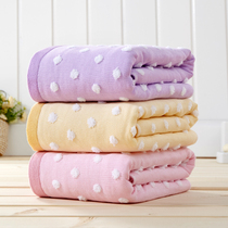  Covator pure cotton double-layer bath towel gauze Cute polka dots adult men and women household childrens face wash plus