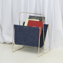 NASO Nordic simple leather magazine rack Creative desktop book and newspaper rack Floor shelf Small bookshelf
