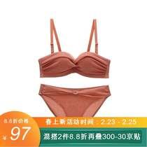 Fairy 66 strapless underwear ladies without steel ring small chest showing big sexy girls gathered bra suit strapless
