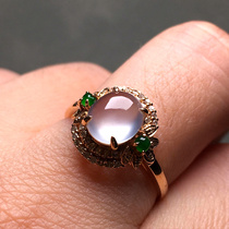 18K with diamonds inlaid with egg-faced emeralds delicate and elegant womens rings old pit A goods with certificates
