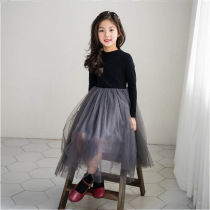 Girl dress 2021 Spring and Autumn New Korean version of the child long sleeve Princess mesh dress childrens puffy skirt