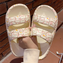 Ins fashion wear non-slip soft thick bottom sandals and slippers female summer students home soft cute EVA slippers
