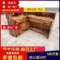 Hotel solid wood cashier snack bar fast food cashier barbecue cashier farmhouse carbonized cashier counter