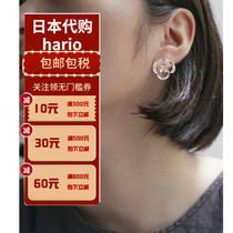 Japanese HARIO Lampwork Factory frozen camellia flower handmade earrings