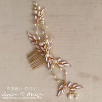 Vivian design new bridal hair accessories Vintage natural pearl rhinestone metal hair band hair comb hair fork combination
