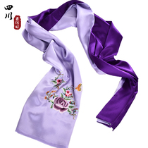 Chengdu Shujin Shu embroidered scarf Hand embroidered silk scarf Chinese style to send women Sichuan characteristics mulberry silk gifts