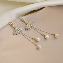 2020 new ballet girl earrings 925 silver needle net red temperament pearl earrings fashion all-match diamond earrings