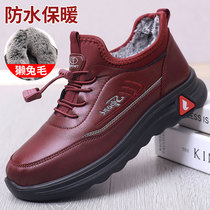 Old Beijing cloth shoes womens cotton shoes winter Waterproof warm plus velvet elderly milk shoes walking non-slip elderly mother shoes