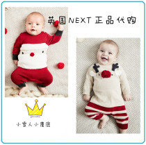 Spot UK next childrens clothing autumn and winter mens and womens red New Year Spring Festival Christmas knit one-piece clothes
