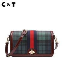 C & T small square bag shoulder shoulder bag Fashion Women bag green flap simple joker PVC bag