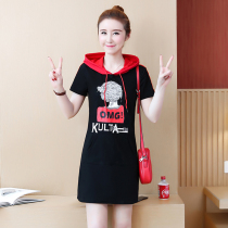 Short sleeve sweatshirt womens thin section Summer new loose Korean version Lianhood sports blouses for long casual dress surges