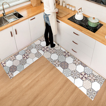 Kitchen floor mat rubable leave-in long strip non-slip and oil-proof household Korean floor mat Foot mat Kitchen carpet can be cut