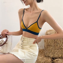 Sexy lingerie female summer thin section No steel ring to collect Breast Pure Cotton Comfort Fine Shoulder Strap Parquet Color Girl Triangle Cup Bra