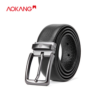 Aokang belt head layer cowhide mens pin buckle business Joker belt new double-sided leather fashion belt official