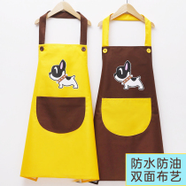  Korean version of the couple cute waterproof and oil-proof apron Korean version of the fashion kitchen men and women adult housework strap-on coveralls