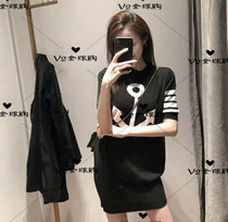 (V2 ) thom browne 20 spring summer anchor navy blue TB dress four-track knit dress women