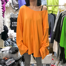 2021 spring Korean edition solid color large size medium long paragraph round neck loose casual long-sleeved T-shirt base shirt top womens tide