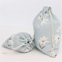 Small fresh cotton storage bag Fabric bundle pocket Cotton and linen drawstring bag Pull-out bag Portable small bag