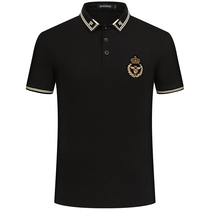 Mercerized cotton lapel short sleeve T-shirt mens summer new bee embroidery Tide brand trend slim half sleeve polo shirt