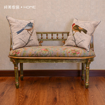 European country neoclassical solid wood sponge bed tail stool Shoe bench Household shoe stool Piano stool Double sofa