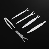 Double eye leather patch clamp auxiliary fork double head stick support tool plastic tweezers white y type independent packaging plus hard