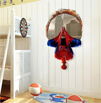 Hanging Spider-Man 3D Sense Stereo Wall Sticker Broken Wall Cartoon Character Sticker Home Decoration Living Room Bedroom Mural