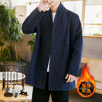 Chinese wind spring and autumn plus velvety cloak dresses with male mid-length style cardiovert gowns linen tea linen tea suit jacket gagey jacket