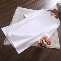 Hong Kong minimalist and wild wind undershirt missing solid color medium long short-sleeved T-shirt female loose student white base shirt