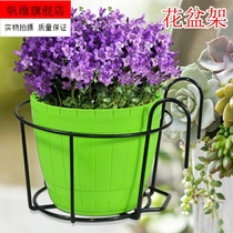 Balcony Wrought iron hanging flower rack Railing fence Wall basket green dill multi-fleshy potted flowers thickened round flower rack