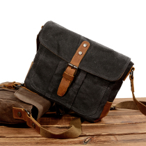 Qiguxi original men's bag waxed waterproof canvas backpack retro shoulder bag slung bag tide men and women