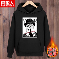 Antarctic man plus velvet sweater male hooded loose Korean student couple pullover hoodie animal print trend coat