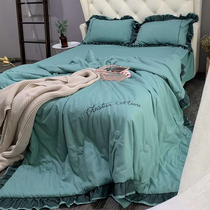 Summer washed cotton summer quilt Air-conditioned quilt Summer cool quilt Double thin dormitory single student summer quilt four-piece set