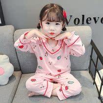 Girls pyjamas Spring and Autumn Pure cotton children baby household clothes split long sleeve long trousers autumn girls thin suit