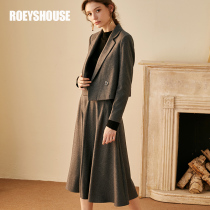 Luo Yi intellectual dark gray suit womens new blazer skirt commuter career two-piece set 00973