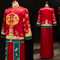 2021 new Xiuhe clothing mens wedding toast Chinese mens embroidery dress groom dragon and phoenix coat red wedding dress