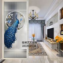 Custom-made entrance living room screen glass partition wall Simple modern Central European decorative art double-sided light transmission